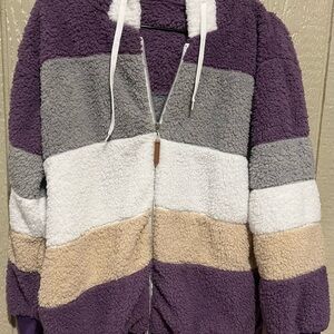 Colorblock Sherpa Zip-Up Jacket